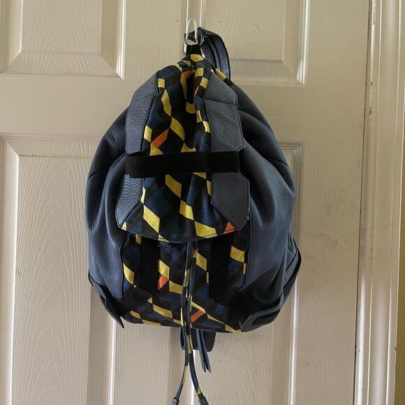 Schuyler & Sons Philadelphia leather Bleu & multi color backpack/Sling b… - Picture 4 of 16